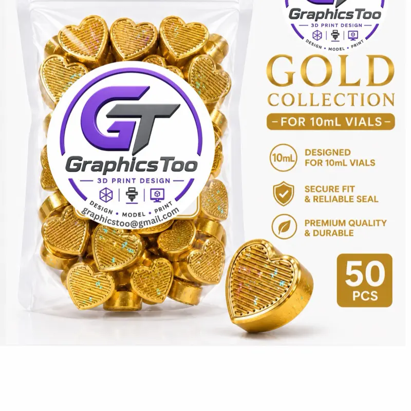 Gold Collection 50 PCS 3ml Vial Caps perfect For fridge and protection of your vials Gold Holographic Finish