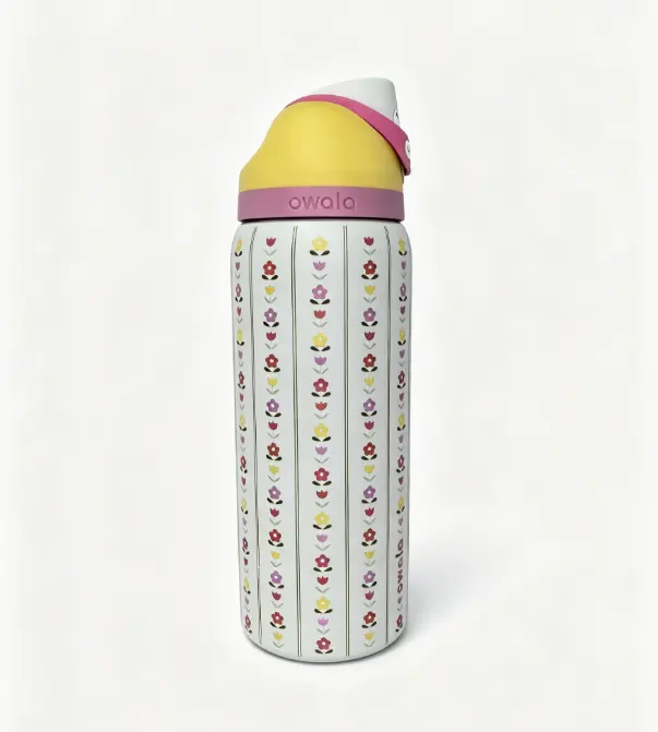 Owala 32oz Insulated Stainless Steel Cottagecore Floral Hydration Tumbler - Leak-Proof Flip Straw Lid, 24H Cold Retention, Retro Flower Pattern, Portable Anti-Scalding Stylish Insulated Travel Drinkware for Daily Routine