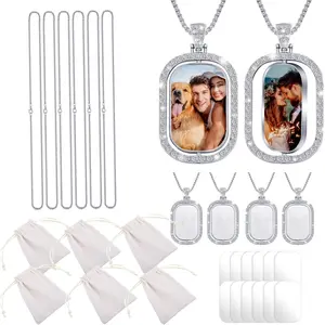 30 Pcs Sublimation Rhinestone Trays Pendant Set, Including 6 Double Sided Blank Rhinestone Bezel Trays, 6 Thick Chains 6 Storage Bags with 12 Sublimation Discs for Making (Silver) - Home Improvement.