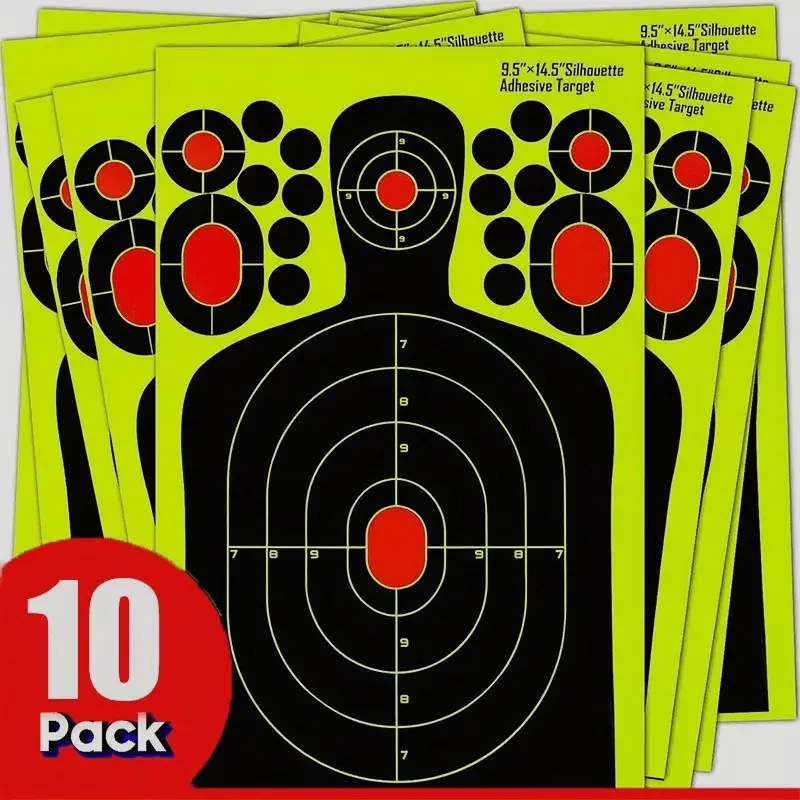 10/20/30 Human Target Practice Shooting Targets, Reactive Splatter & Fluorescent Paper Material, Adhesive Target, Ideal for Training Exercises