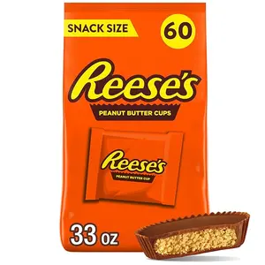Milk Chocolate Snack Size Peanut Butter Cups, Candy Bag, 33 oz (60 Pieces)