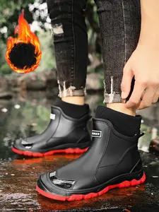 Fashion Couple Winter Fleece Closed Rain Boots, Large Size Lightweight Anti-Slip Design, Outdoor Fishing Kitchen Activities All-Season Equipment