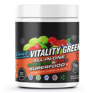 Zenith Vital V-Prime Vitality Green All-in-One Superfood Blend for Boosting Energy & Detoxification Gluten-Free Non-GMO Made in USA