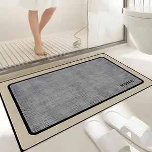 1pc Home-style Bathroom Non-slip Mat, Super Absorbent Quick-dry Soft Diatomite Shower Rug, Suitable for Entrance, Bathroom, Kitchen, Café, Bar - Ideal Gift, Bathroom Rug
