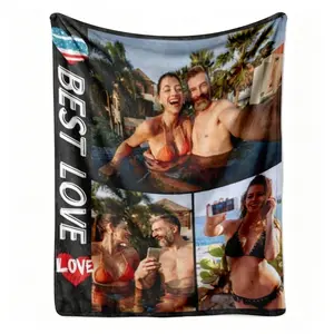 Personalized Couple Blanket With Your Photos, Best Love Custom Flannel Throw, Valentine's Gift For Boyfriend Girlfriend, Soft Keepsake Decor