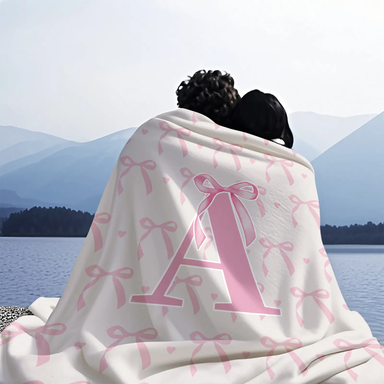 Pink Bow Custom Initial Throw Blanket, Sweet Girl Style Heart Print, Soft Warm Cozy Skin-friendly, Ideal for Bedroom Living Room Sofa Dorm Decor Pink Bow Custom Initial Throw Blanket, Sweet Girl Style Heart Print, Soft Warm Cozy Skin-friendly, Ideal for Bedroom Living Room Sofa Dorm Decor