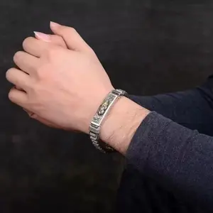 S925 Silvery Vintage Pixiu Braided Link Bracelet, Oxidized Silver Gothic Jewelry, Unisex Everyday Streetwear & Gifting Bangle