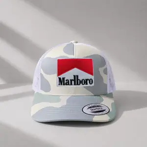 Premium Marlboro Foam Trucker Hat – High Crown Snapback Cap, Flat Front Mesh Hat, Blank Custom Patch Cap for Everyday Wear