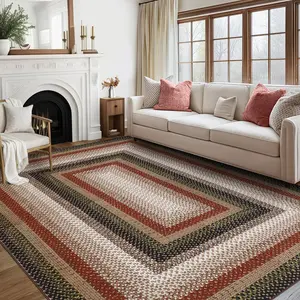 Modern Geometric Rug Braided Printed Carpet Washable Area Rug Soft Non-slip Thin Carpet for Living Room Bedside Home Decor Tiktok Rug