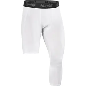 Men's 3/4 One Leg Compression Tights Single Leg Basketball Compression Pants Leggings Base Layer for Athletic