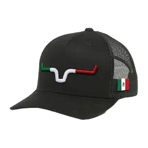 Kimes Ranch Mexico Flag Trucker Hat | Red & White Mesh Snapback Cap | Western Rodeo Style Baseball Hat | Adjustable Outdoor Hat for Men & Women