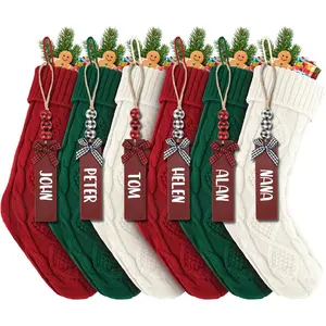 6PACK 18Inch  Knitted Personalized Christmas Stockings, Personalized  Stockings for Holiday Party, Christmas Tree, and Family  Decor in Red, White, Green