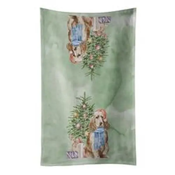 Carolines Treasures CK8220KTWL 25 x 15 in. Unisex Christmas English Cocker Spaniel Tan Kitchen Towel, Multi Color