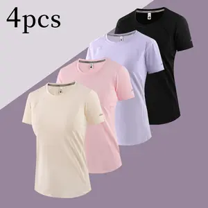 Women’s summer quick-dry sports T-shirt, breathable short-sleeve for yoga and running, high stretch quick-dry fabric with rapid moisture absorption and sweat release; suitable for yoga, running, fitness, and everyday casual wear—a versatile wardrobe stapl