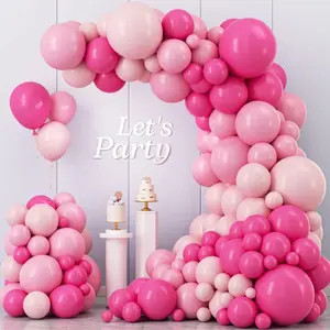Pink Balloon Garland Arch Kit 109Pcs Hot Pink Latex Pastel Pink Balloon 18 12 10 5 Inch Latex Balloons for Wedding Birthday Princess Theme Bridal Baby Shower Bridal Shower Party Decorations