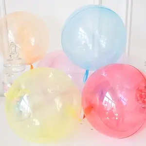 Set of 7 Colorful Crystal Clear Bubble Balloons, Helium Floatable, 18-24 Inches, Ideal for Birthday Parties, Weddings, Garden Decor