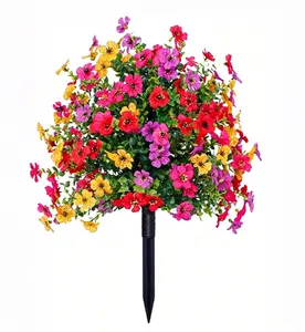 Multicolor Artificial Flowers with Stake, UV Resistant Faux Outdoor Plants, No Fade Fake Flowers for Garden Patio Yard Cemetery Porch Window Box, Waterproof Artificial Floral Decor for Outside Home Wedding Party         TikTok  ？  TikTok ？