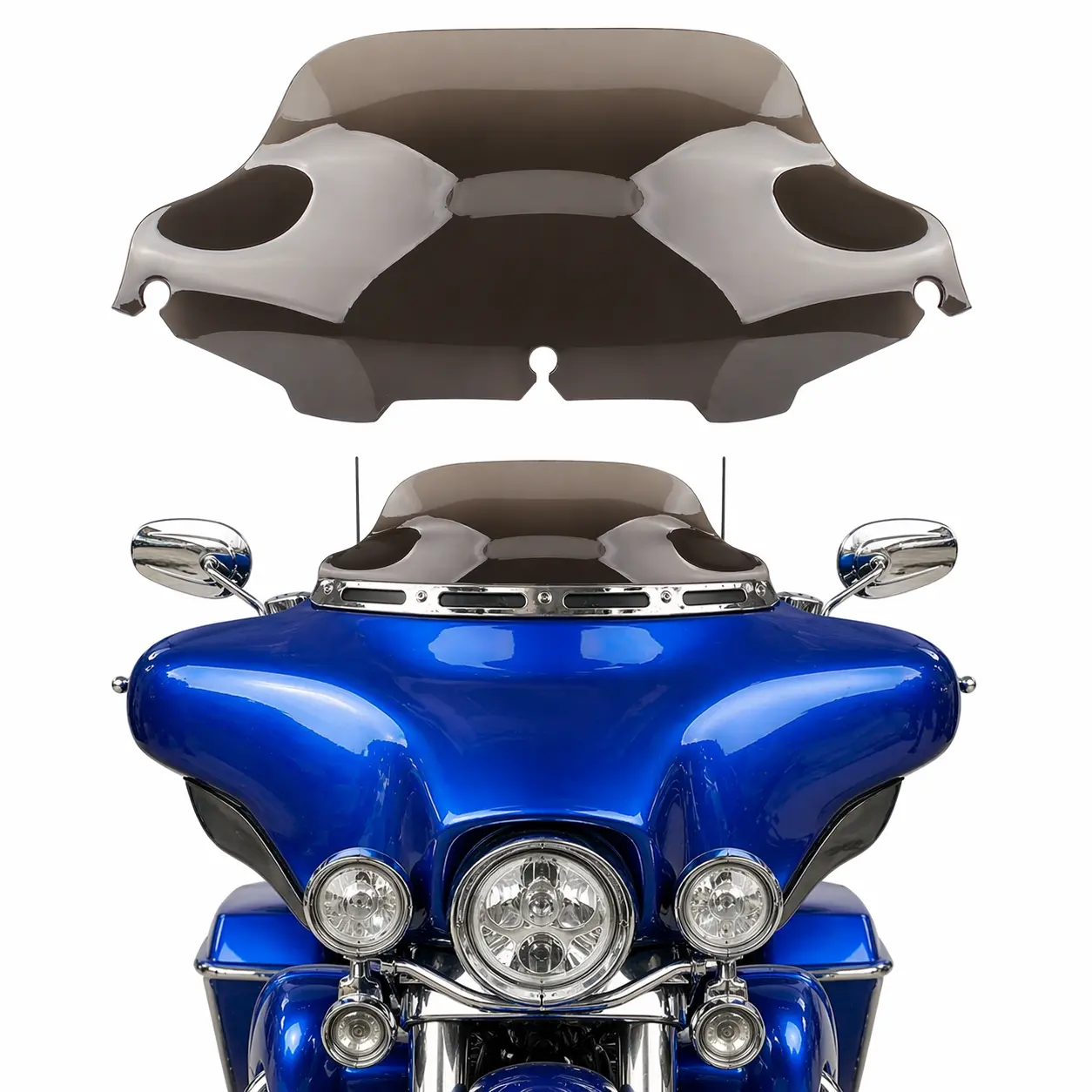 8" Wave Windshield Windscreen Aftermarket Replacement for Harley-Davidson Touring 1996–2013 Street Glide Electra Glide Ultra Limited Tri Glide, Factory-Style Batwing Fairing Upper Screen with Pre-Drilled 3-Hole Mounting