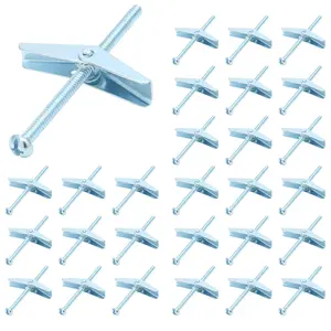 30 count 1/8 Inch Metal Toggle , 1/8 x 2 Inch Galvanized Anchor , Steel  Round  Toggle Wing Nut Bolt for  Heavy Items  Drywall