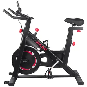 IFAST Stationary Exercise Bike with Digital Display, Comfortable Adjustable Seat, Safe Indoor Riding Caged Toe Pedals Ipad Holder  Home Gym Kit