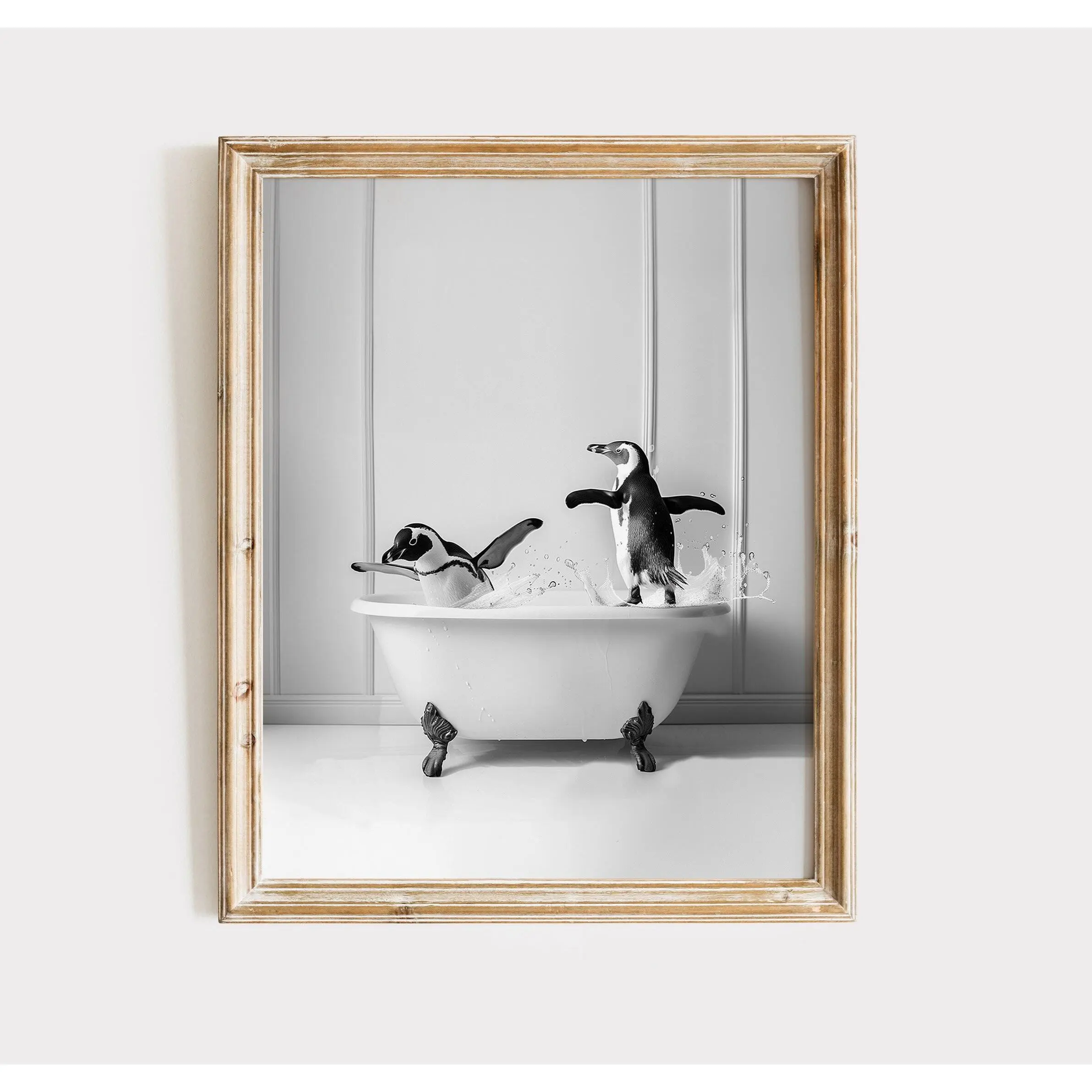 Adorable Penguins | Penguins in Bathtub | Penguin Photo | Penguin Print |  Penguin Art | Bathroom Art Poster | Penguin Bath
