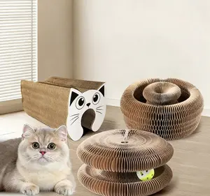 Interactive Cat Scratching Board 1 Count Foldable Recyclable Cat Scratching Pads, Cat Accordion Toy for Indoor Outdoor Scratcher Board