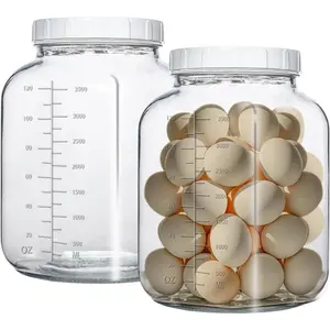 1 Gallon Glass Jar with Lids,2 Pack Super Wide Mouth Large Mason Jars 128 oz,Glass Gallon Jugs Storage Container for Sun ,Kombucha,Storing,Canning