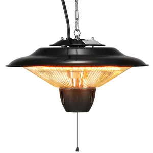 Summervibes VEVOR Hanging Patio Heater, 1500W Outdoor/Indoor Electric Space Infrared Heater, IP34 Protection Ceiling Heater with 23.6 inch Pull Cord 20 inch Adjustable Chain, for Porch, Patio, Dining Room, Studio