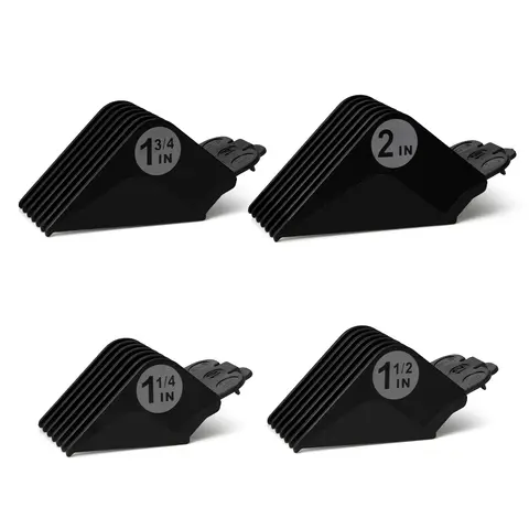 4Pcs Extra-Long Premium ABS Clipper Guards for Wahl Clippers - #10(1.25in),#12(1.5in),#14(1.75in),#16(2in) Replacement Attachments for Adults, Black Large Barber Cutting Guides