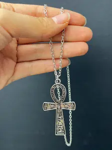 1 piece Simple Classic Fashion Amulet Cross Egyptian Ankh Life Symbol Pendant Short Long Chain Necklaces Jewelry For Men Women