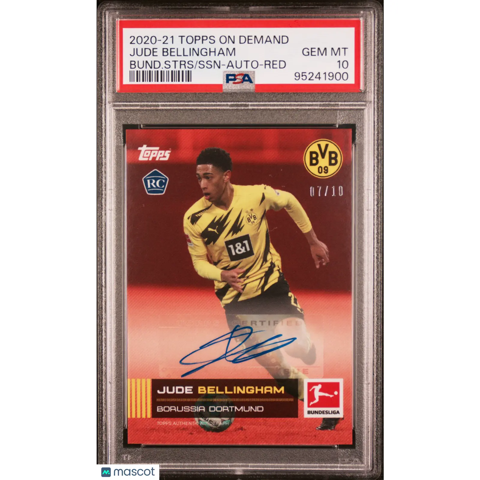 2020-2021 TOPPS ON DEMAND BUNDESLIGA STARS JUDE BELLINGHAM AUTO RED /10 PSA 10
