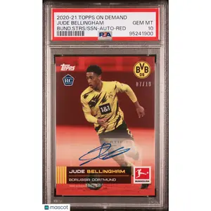 2020-2021 TOPPS ON DEMAND BUNDESLIGA STARS JUDE BELLINGHAM AUTO RED /10 PSA 10