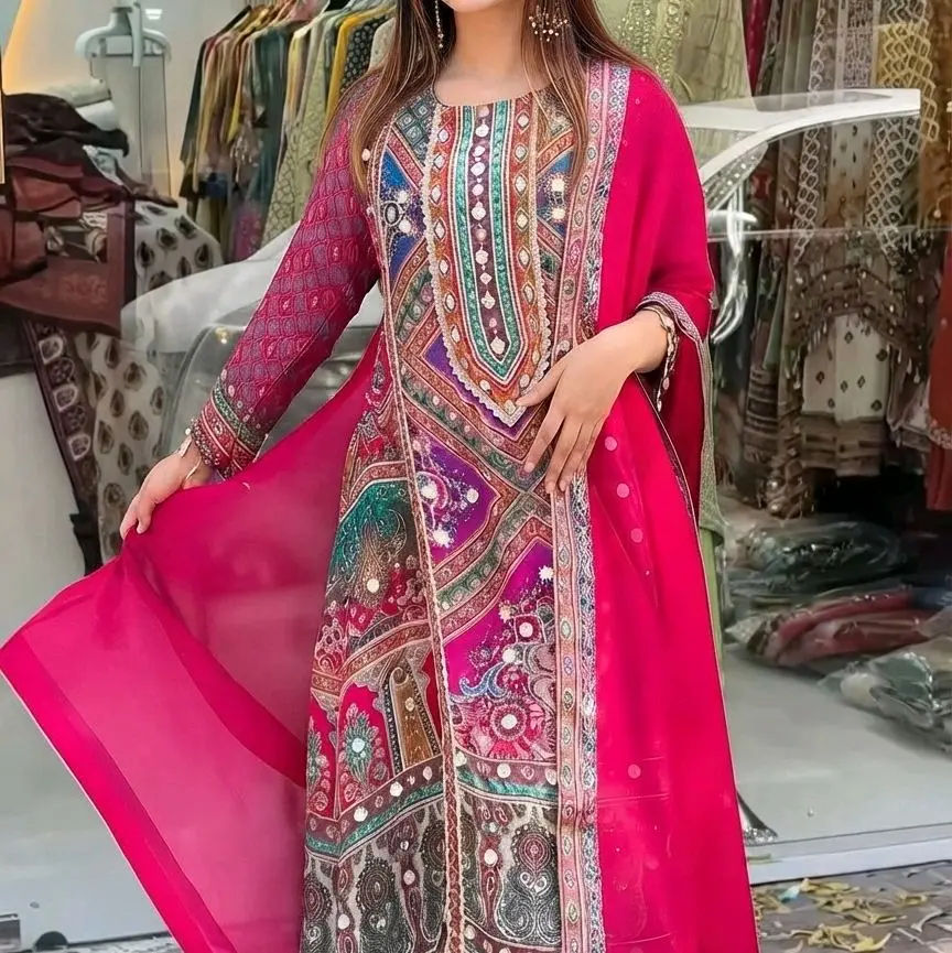 Women's Chic 3-Piece Georgette Salwar Kameez Dress Set, Formal & Party Wear