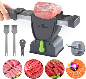 ONCE FOR ALL Fresh Meat Slicer Cleaver Kitchen Knife Set For Meat Slicing Shredding, Manual Jerky Cutter Food Slicer For Beef Pork Mutton For Home Cooking BBQ Hot Pot Block