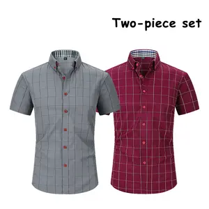 Men’s Summer Lightweight Ice Silk Two-Piece Set – Slim Fit Short-Sleeve Business Casual Korean Style Shirt, Wrinkle-Resistant