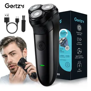 GERTZY 3-Blade USB Rechargeable Electric Shaver for Men - Stylish Black Design with LED Display, Ideal Father'S Day Gift, Shaving Accessories | Modern Shaver | Durable Battery, Electric Shaver for Men