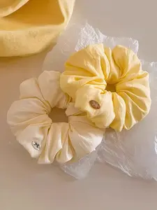 Korean Gentle Large Cream Puff Hair Ties Set of 2, High-End Lazy Style Ponytail Holders, Women's Fashion Hair Accessories