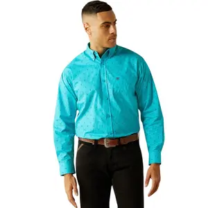 Ariat Men's Willke Classic Fit Turquoise Long Sleeve Shirt