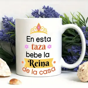 1pc, 11oz Ceramic Mug With Spanish Letter Print & Floral Design - Insulating Coffee Tea Cup, Hand Wash Only, Perfect For Everyday Use Or Mother'S Day New Year Gift, Coffee Mug