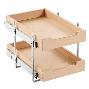 【Summervibes】VEVOR 2 Tier Pull Out Cabinet Organizer,  , 14"W x 21"D Cabinet Drawer, Soft Close Slide out Shelf, Heavy-Duty Sliding Wood Drawer, Adjustable Base Cabinet Organization for Kitchen Pantry Bathroom