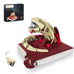 BUILDIFY Alien Chestburster Larval Form Young Creature Monster Assembled Building Block Toy Compatible with Lego with Detailed Design and Red Accents for Imaginative Play