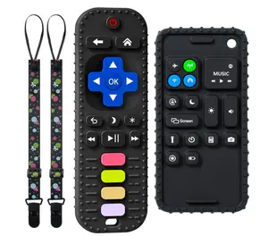 Silicone Remote Control and Phone Shape Teething Toys for Baby 3-12 Months, Silicone Chew Toys Teethers for Toddlers