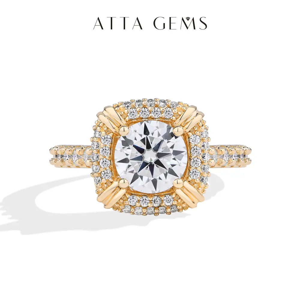 Attagems Luxury Round Cut 1.5CT Lab-Created Moissanite Ring for Women 925 Sterling Silver Rings Engagement Wedding Lady's Gift Fine Jewelry R275, 1.5 Carat,summerwins
