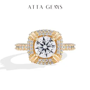 Attagems Luxury Round Cut 1.5CT Lab-Created Moissanite Ring for Women 925 Sterling Silver Rings Engagement Wedding Lady's Gift Fine Jewelry R275