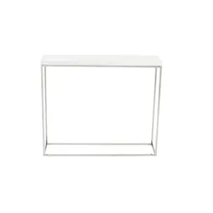 HomeRoots 400513 Modern Gloss & Chrome Console Table, White