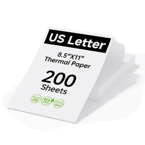 HPRT Thermal Paper US Letter Size for Inkless Portable Thermal Printer Compatible with HPRT/iDPRT/PRT Portable Printer MT620/MT610/MT800/M08F Continuous Folding,8.5" x 11" Size, 200 Sheets
