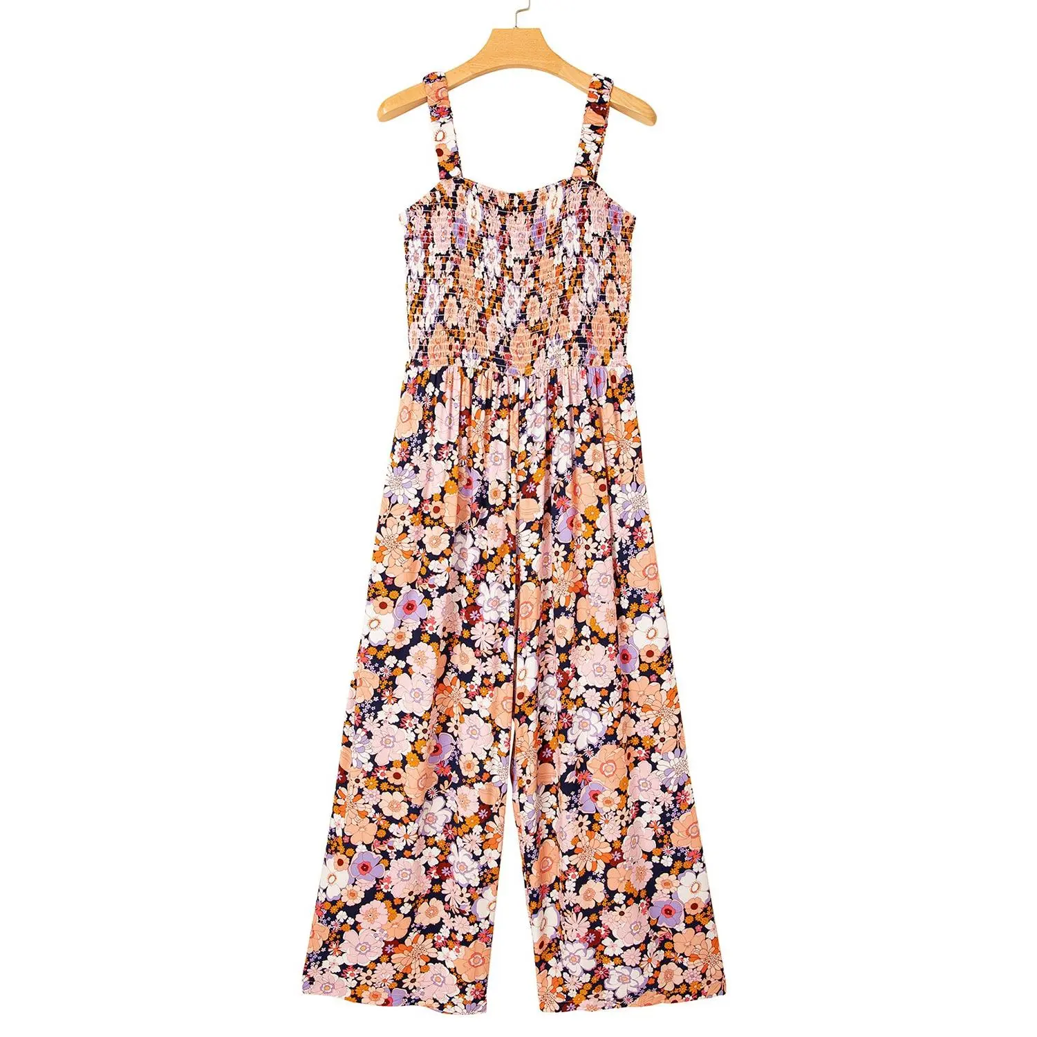 "Emily" Floral Print Smocked High Waist Jumpsuit