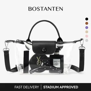 BOSTANTEN Clear Bag for Stadium Approved Conv Crossbody Purse Handbags for Concerts Sports Events Leather,summervibes