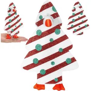 Christmas Mini Desk Goose Outfit (Excluding geese)7 Inch Silly Goose Statue Costume Mini Hat and Xmas Clothes Winter Christmas Table Key Holder Decor for Magnetic Duck Statue Desk Key Holder Decor (Stripe)