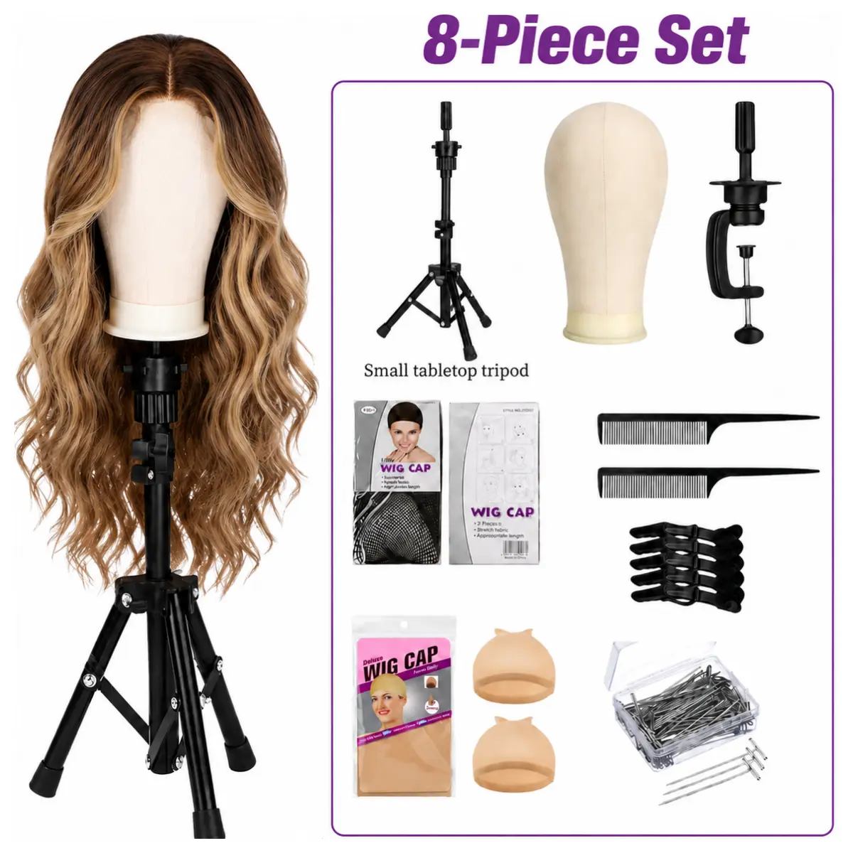 Wig Stand 22 Inch, Wig Head with Tripod Mannequin Head Wig Head Stand | Wig Stand Head with Table Clamp for Wigs Making Display